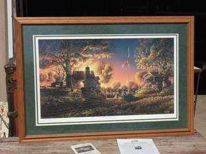 lot 123 image: Stunning Large Terry Redlin Good Evening America SN Print
