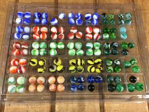 lot 196 image: Sorted Vintage Marbles in Tray - Over 120
