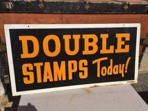 lot 261 image: Wow Vintage Double Stamps Today Metal Sign