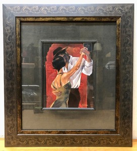 lot 8 image: Framed Signed Original Painting of a Couple Dancing by Trish Biddle