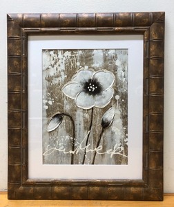 lot 10 image: Framed Signed Original BlackWhiteSepia Floral Painting 