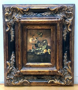 lot 12 image: Ornately Framed Oil on Panel Still Life Painting 