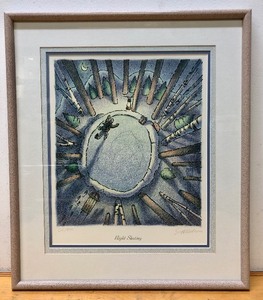 lot 14 image: Framed Signed Numbered Print - Night Skating by Jeff Bell