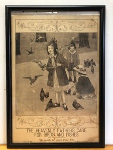 lot 29 image: Framed Antique Illustration Artwork wBible Verse 