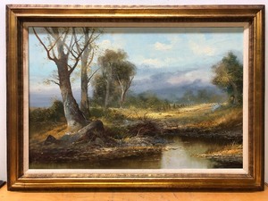 lot 35 image: Very Nice Large Vintage Oil on Canvas Landscape Scene