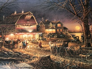 lot 36 image: Unframed Signed Numbered Terry Redlin Print - Harvest Moon Ball