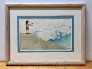 lot 45 image: Framed Signed Native American Original Watercolor & Ink Painting