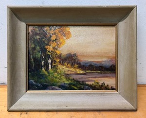lot 50 image: Very Nice Old Vintage Original Oil on Panel Impressionist Landscape Painting
