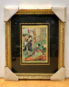 lot 60 image: Ornately Framed Antique Signed Japanese Hand Painted Artwork