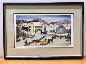 lot 61 image: Framed Signed Numbered American Folk Art Lithograph by Will Moses - Doctor Visits