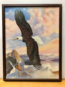 lot 69 image: Excellent Framed Signed Numbered Soaring Eagle Print on Canvas by Mario Fernandez