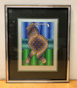 lot 78 image: Fantastic Framed Signed Numbered&nbspVICTOR VASARELY Silkscreen Print - Golf