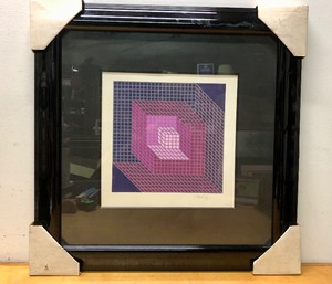 lot 84 image: Framed Signed Numbered VICTOR VASARELY Op-Art Lithograph