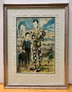 lot 91 image: Great Looking Framed Vintage PICASSO Print - Les Saltimbanques