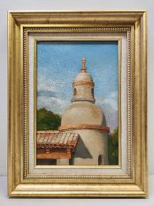 lot 99 image: Framed Signed Original Oil on Wood Panel Painting The Dome in Buceria, Mexico