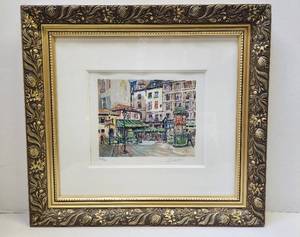 lot 100 image: Ornately Framed Signed Numbered Street Scene Lithograph