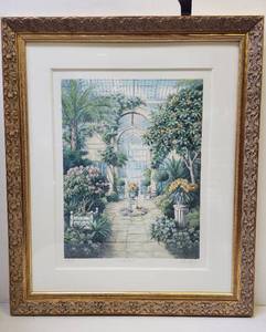 lot 105 image: Ornately Framed Signed Numbered Botanical Garden Lithograph by Athur Byrne