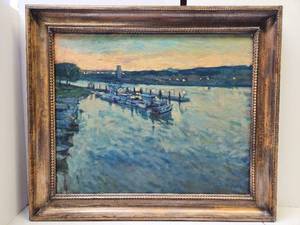 lot 107 image: Excellent Framed Original Oil on Canvas River Scene Painting by MN Artist Bela Petheo (1934-2017)