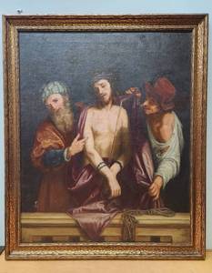 lot 109 image: Wonderful LARGE Original Antique Oil on Canvas Painting by Sister Marie Teresa Mackey - After Cigoli Ecce Homo