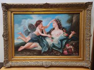 lot 111 image: Outstanding LARGE Vintage Oil on Canvas Mythological Painting wAmazing Frame  - Signed Z. Anthony