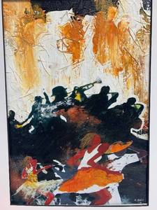 lot 117 image: Signed Hussein Saidi Original Artwork - Jazz Band