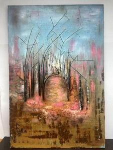 lot 118 image: Very Cool Signed 1970s era Oil on Canvas Impressionist Landscape Painting - Signed Fidlin