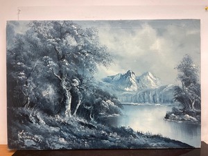 lot 120 image: Unframed Vintage Original Oil on Canvas Landscape Painting