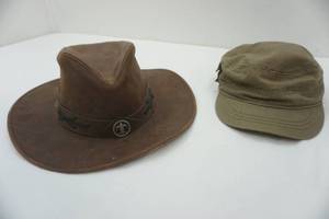 lot 30 image: Vintage hats, leather and cotton