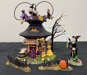 lot 13 image: Dept 56 Snow Village Halloween Witch Way Flight School - Retired.  SEE NOTE