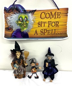 lot 61A image: Wonderfully Witchy Figurines and Sign