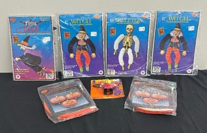 lot 84 image: New Vintage Beistle Flying Witch, New Vintage Beistle  Witch Dancer, Beistle Skeleton Action Dancer and More