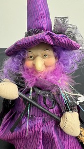 lot 102 image: Whimsical Witch with Broom and Weighted Seat