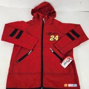 Boys Red NASCAR Zipper Jacket Pockets #24 Jeff Gordon New Size M
