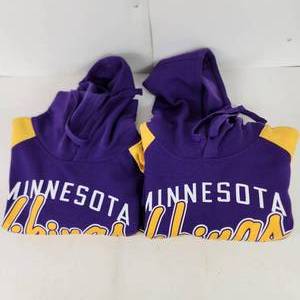 Lot Of Two Minnesota Vikings Pullover Hoodie PurpleYellow Size Large