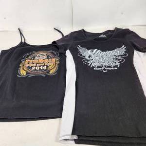 Lot Of Two Harley Davidson Tops Sturgis 2014 Tank Top No Tag And BlackWhite T-shirt 2022 2XL