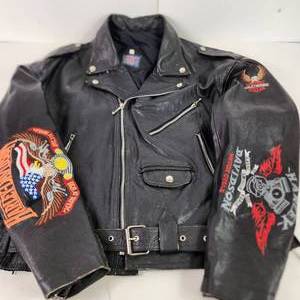 Womens Size M Harley Davidson Leather Jacket Eagle On Back Belt
