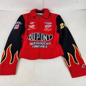 Womens NASCAR #24 Chase Jacket RedBlack Flames On Sleeves Size Small