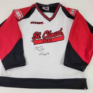 St. Cloud State WCHA Youth Large WhiteRedBlack Hockey Jersey