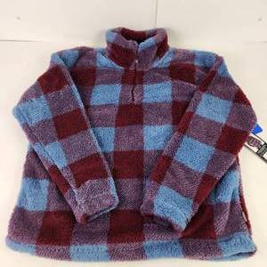 NEW Womens Eddie Bauer Soft Fleece Jacket 14 Zip BlueRust Color Size Large