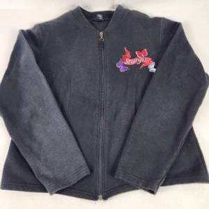 Womens Black Fleece Sturgis Fleece Jacket Size Large Butterflies