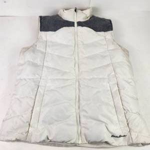 Womens WhiteGray Puffer Vest Fleece Lines Size L