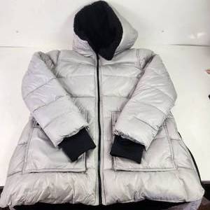 NEW Kenneth Cole Puffer Jacket Light Gray Hood Zipper And Side Zipper Pockets Size Large