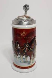 lot 143 image: 2004 Budweiser 25th Anniversary Holiday Stein