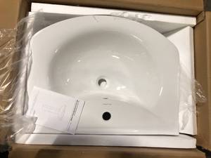 Swiss Madison Modern White Ceramic Rectangular Chateau Pedestal Bathroom Vessel Sink with Round Single Faucet Hole    Customer Return See Pictures