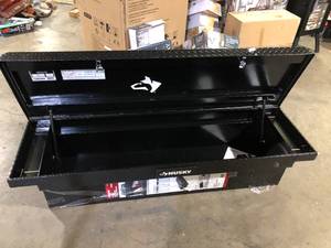 Husky 71.36 in. Matte Black Aluminum Full Size Crossbed Truck Tool Box  Slight Damage  Customer Return See Pictures
