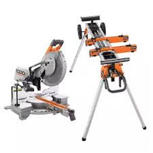 Ridgid 15 Amp Corded 12 in. Dual Bevel Sliding Miter Saw with Universal Mobile Miter Saw Stand Customer return see pictures