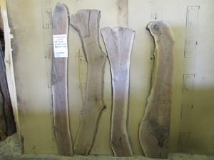 Four Walnut Slabs, 53 to 62 Long...