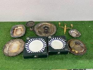 lot 197 image: Silverplated Items & New Plates & Bowls