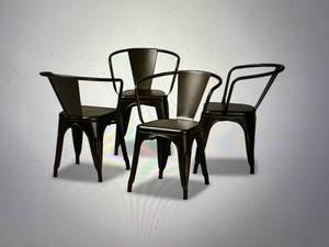lot 16 image: 4 Baxton Studio Gun Metal Dining Chairs
