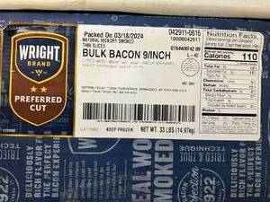 B. 35lbs Bacon-Bulk Natural Hickory Smoked Thin Sliced